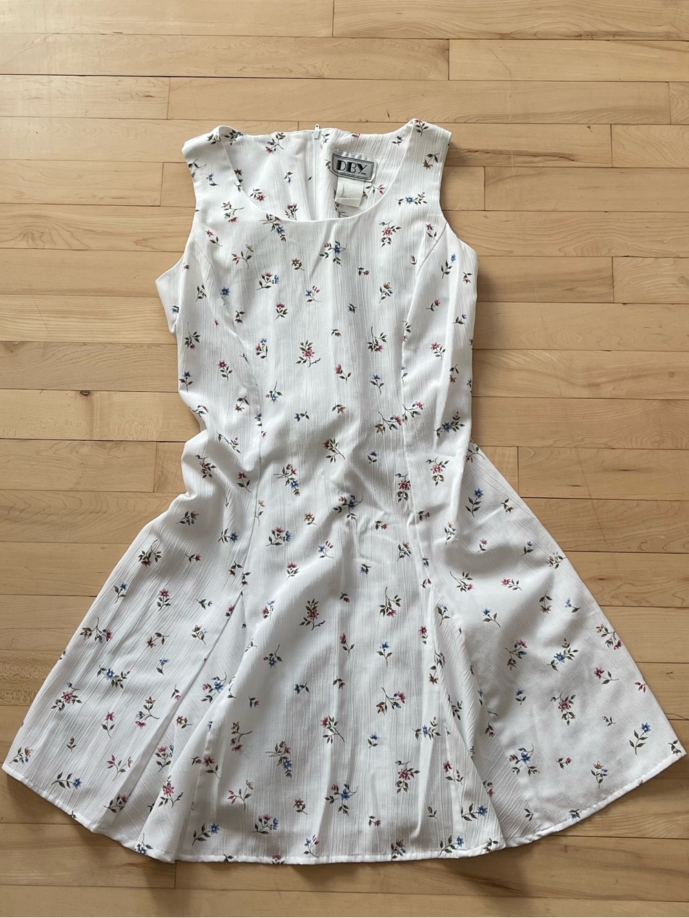90s DBY White Floral Fit-and-Flare Mini Dress
